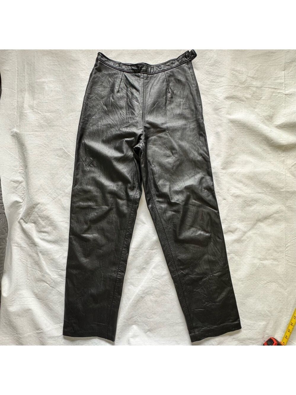 The Leather Ranch Black Pleated Leather Trousers